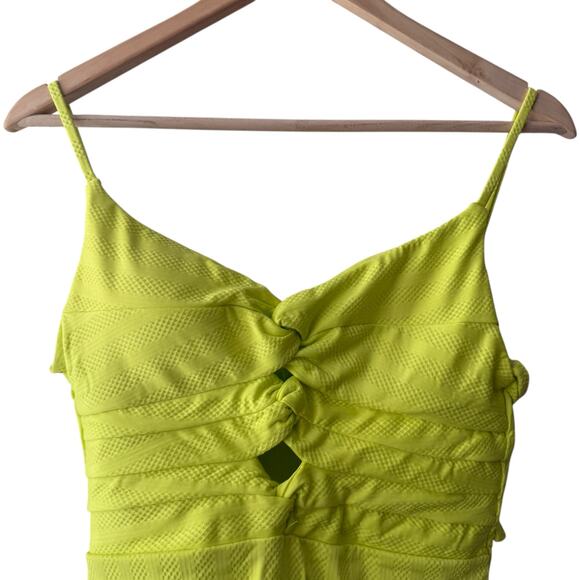 Becca Prima Camille Zesty Neon Yellow Strappy Cut Out One Piece Swimsuit Size L - Picture 5 of 9